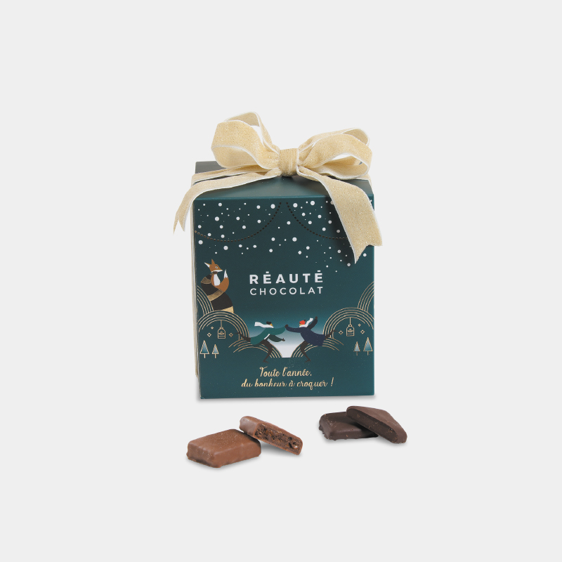 Coffret Cadeau Noël Biscuits Artisanaux enrobés Chocolat Noir et Lait