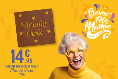 Célébrons nos grands-mères avec la douceur Irrésistible de la tablette en Chocolat "Mamie Chérie" de Réauté Chocolat